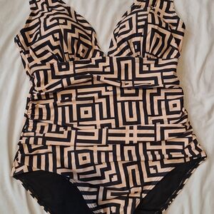 Geometric Black and Cream Kids One Piece